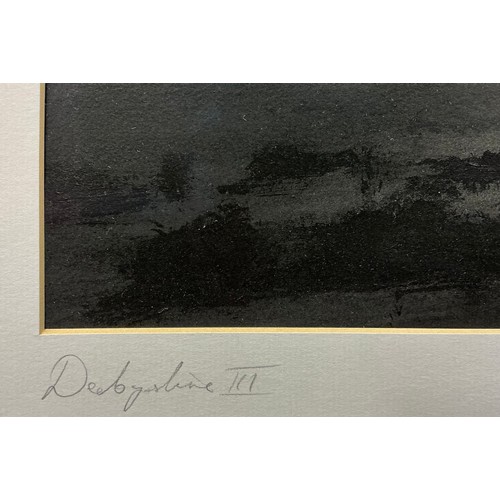 38 - Chris Skripek (Modern British, 20th / 21st century) Derbyshire III, monochromatic ‘light in landscap... 