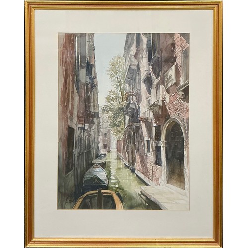 40 - Paul Dmoch (Polish, bn. 1958) 
Sunlit Canal, Venice 
signed, watercolour, 55cm x 41cm