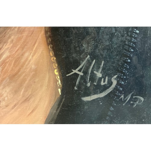 41 - Altus Pajor (Polish, bn. 1965) 
Brad Pitt 
signed, oil on canvas, 122cm x 92cm
