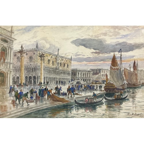 42 - Alexander Ballingall (Scottish, 19th/20th century) 
Morning, The Doges Palace, Venice 
signed, dated... 