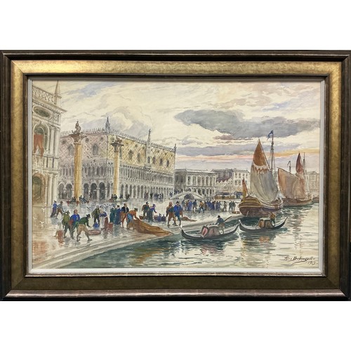 42 - Alexander Ballingall (Scottish, 19th/20th century) 
Morning, The Doges Palace, Venice 
signed, dated... 