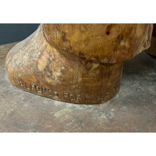 51 - Alfonso Fortuna (Italy, bn. 1953) 
Small Child Standing 
European Walnut, 50cm high