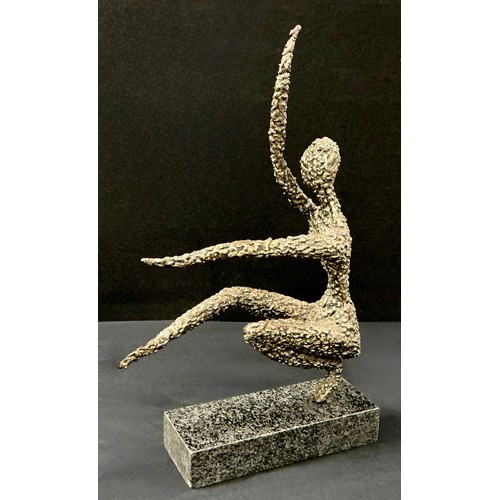 56 - Modern School (20th century), a bronze, Abstract Dancer, rectangular marble base, 53cm high overall