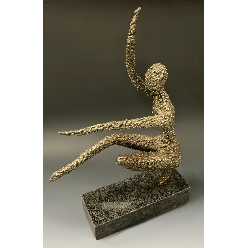 56 - Modern School (20th century), a bronze, Abstract Dancer, rectangular marble base, 53cm high overall