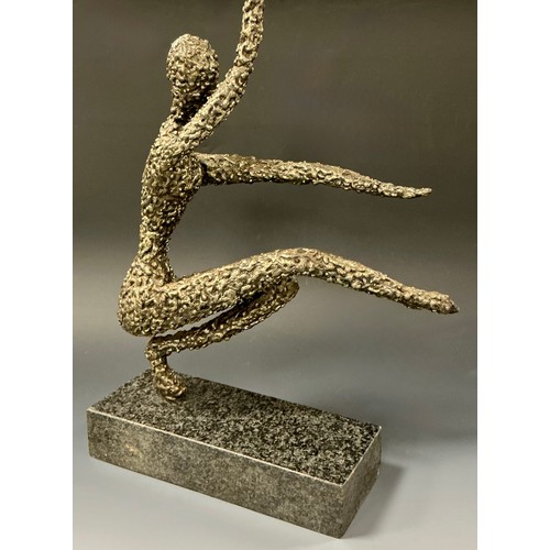56 - Modern School (20th century), a bronze, Abstract Dancer, rectangular marble base, 53cm high overall