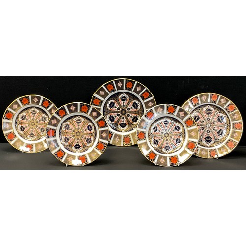 1 - Royal Crown Derby 1128 Old Imari plates, various sizes, 22cm - 27cm diameter, printed marks, all fir... 