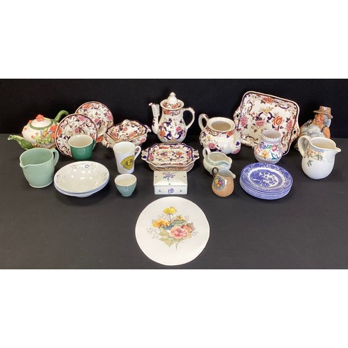60 - Ceramics - Mason’s Mandalay pattern teapot, small tureen, plates, etc;  Roy Kirkhsm, Staffordshire T... 
