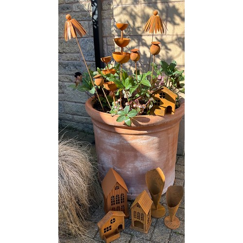 228 - Garden Interest - garden ornaments and other including, a group of weathered metal garden stakes inc... 