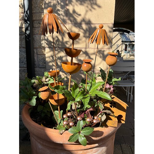 228 - Garden Interest - garden ornaments and other including, a group of weathered metal garden stakes inc... 