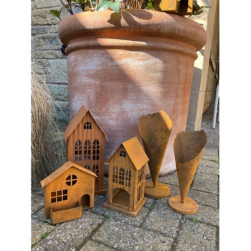 228 - Garden Interest - garden ornaments and other including, a group of weathered metal garden stakes inc... 