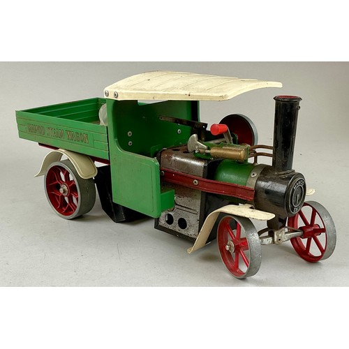 6021 - A Mamod live steam S.W.1 Steam Wagon, with green livery & red fittings, complete with burner tray, i... 