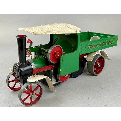6021 - A Mamod live steam S.W.1 Steam Wagon, with green livery & red fittings, complete with burner tray, i... 