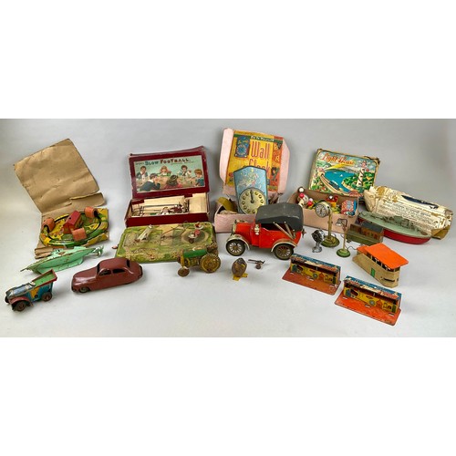 6005 - Tinplate - A quantity of tinplate vehicles & toys to include A Sutcliffe Nautilus clockwork submarin... 