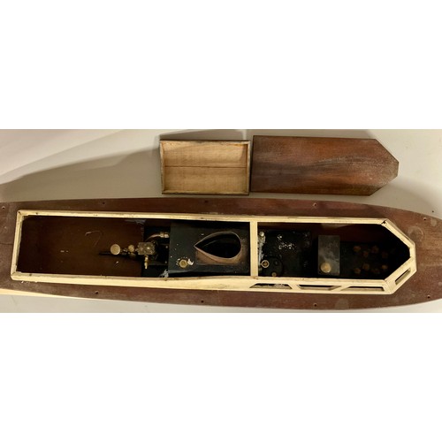 6015 - An early/ mid 20th century live steam model boat with engine and boiler, 103cm in length