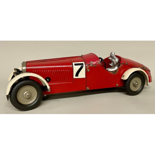 6000 - A 1930's Marklin tinplate Constructor Mercedes Benz Racing Car in red with off white wheel arches, c... 