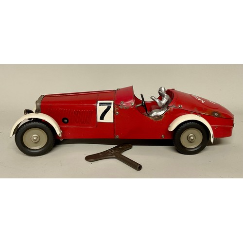 6000 - A 1930's Marklin tinplate Constructor Mercedes Benz Racing Car in red with off white wheel arches, c... 