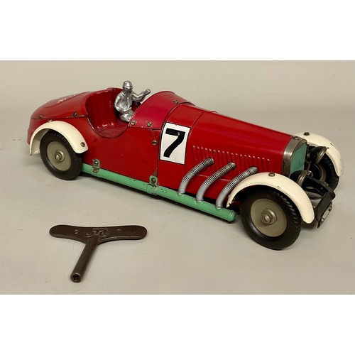 6000 - A 1930's Marklin tinplate Constructor Mercedes Benz Racing Car in red with off white wheel arches, c... 