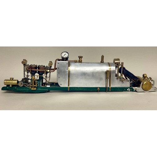 6012 - A large kit-built 80psi model live steam boiler, 77cm wide, with The Victoria model steamboat club b... 