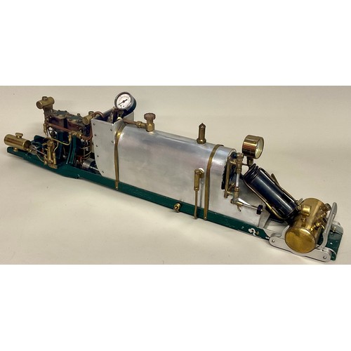 6012 - A large kit-built 80psi model live steam boiler, 77cm wide, with The Victoria model steamboat club b... 