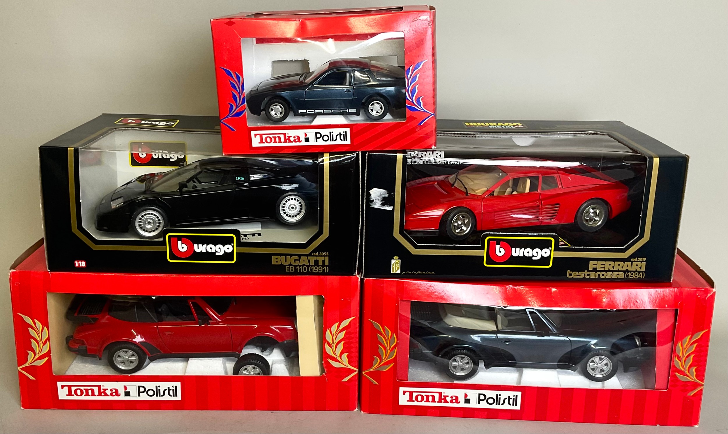Diecast vehicles - Burago, Ferrari testarossa (1984), Bugatti EB 110 ...