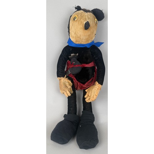 6054 - A Mickey Mouse plush toy, probably by Dean's Rag Book Co., approx. 60cm long, playworn, c.1930