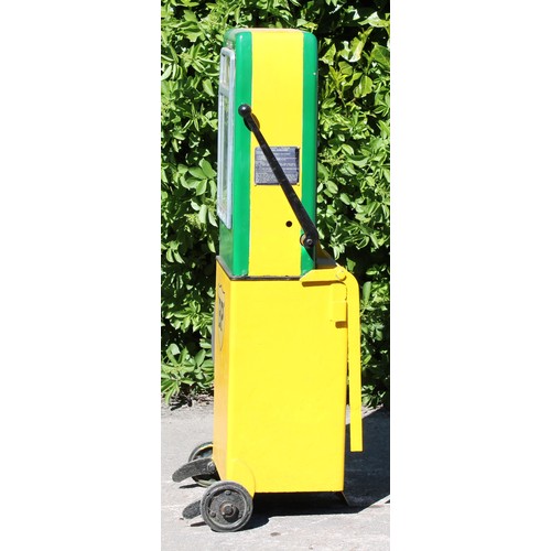 8042 - Petroliana - a vintage Avery-Hardoll petrol/oil pump trolley, later painted with in BP green and yel... 