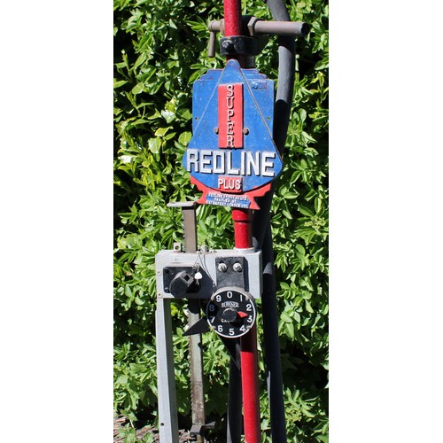8046 - Petroliana - a vintage Bowser garage forecourt hand cranked skeleton petrol pump, model 10C, painted... 