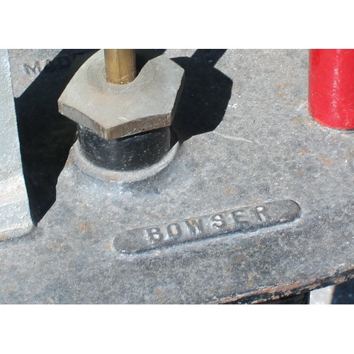 8046 - Petroliana - a vintage Bowser garage forecourt hand cranked skeleton petrol pump, model 10C, painted... 