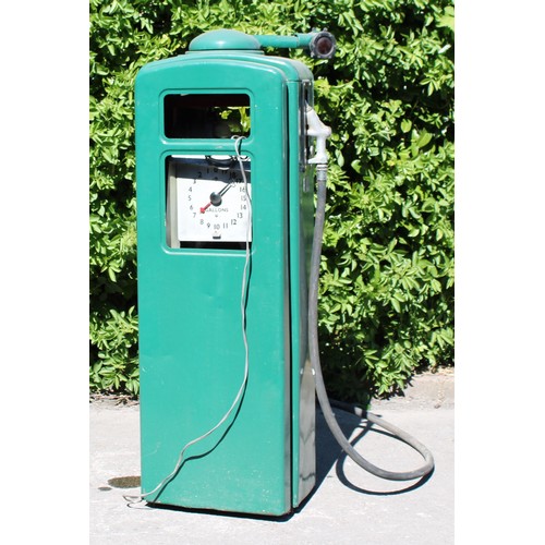 8044 - Petroliana - a vintage Beckmeter garage forecourt clock face petrol pump, painted in green, approx. ... 