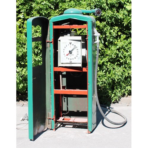 8044 - Petroliana - a vintage Beckmeter garage forecourt clock face petrol pump, painted in green, approx. ... 
