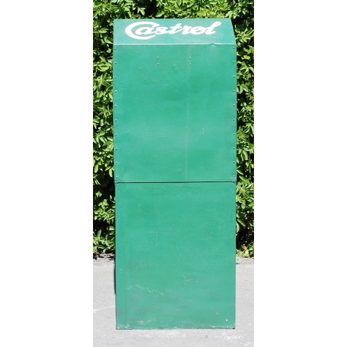 8049 - Petroliana - a vintage Castrol garage forecourt oil dispenser cabinet, painted in green, the sloping... 