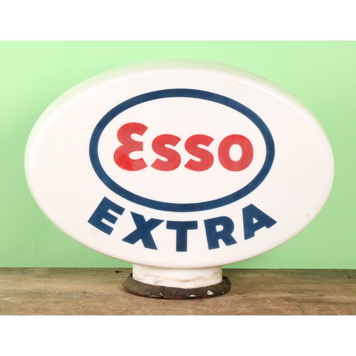 8323 - Advertising - Petroliana - a vintage glass oval petrol pump globe, ESSO EXTRA, 39cm high, 51cm wide,... 
