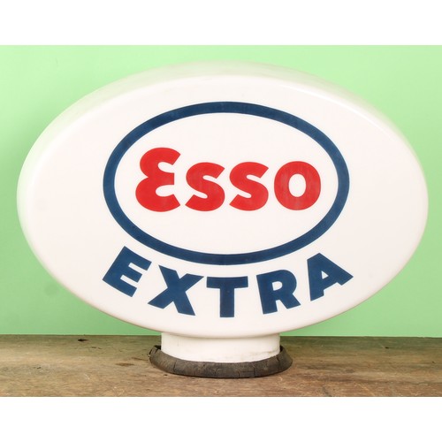 8323 - Advertising - Petroliana - a vintage glass oval petrol pump globe, ESSO EXTRA, 39cm high, 51cm wide,... 