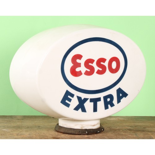 8323 - Advertising - Petroliana - a vintage glass oval petrol pump globe, ESSO EXTRA, 39cm high, 51cm wide,... 