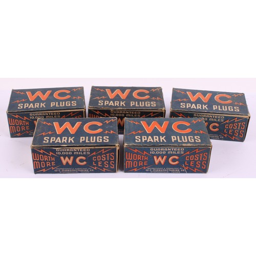 8030 - Automobilia - five boxes of WC SPARK PLUGS, each containing ten individually packaged plugs, W-C Man... 