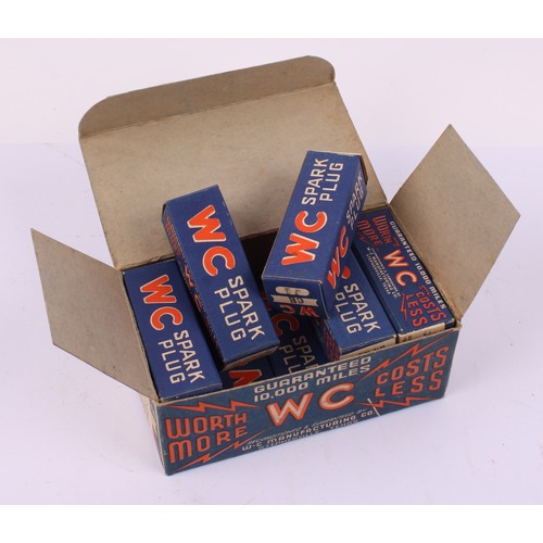 8030 - Automobilia - five boxes of WC SPARK PLUGS, each containing ten individually packaged plugs, W-C Man... 