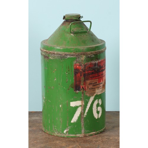 8003 - A 1970's ten litre can, FINNIGAN'S WAXOYL, illustrated with a car and instructions, 38cm high; a pet... 