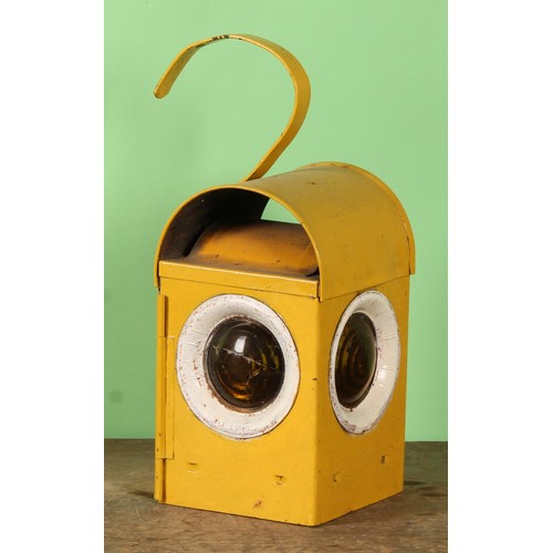 8059 - A vintage Chalwyn roadside warning lantern, 39cm high; others, Raylor, Greenham, Bat, etc; a cast al... 