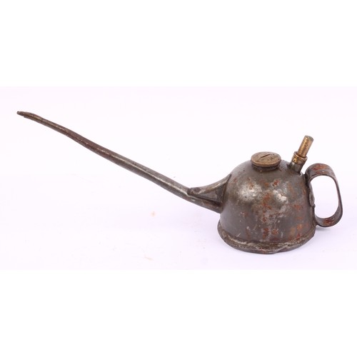 8011 - A graduated pair of vintage Braimes of Leeds force feed oil cans, two pint and one pint; another gra... 