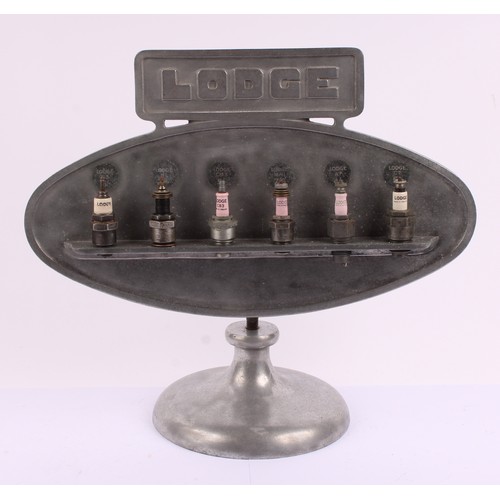 8301 - Advertising - Automobilia - a vintage cast alloy counter top display stand, LODGE, the adjustable ov... 