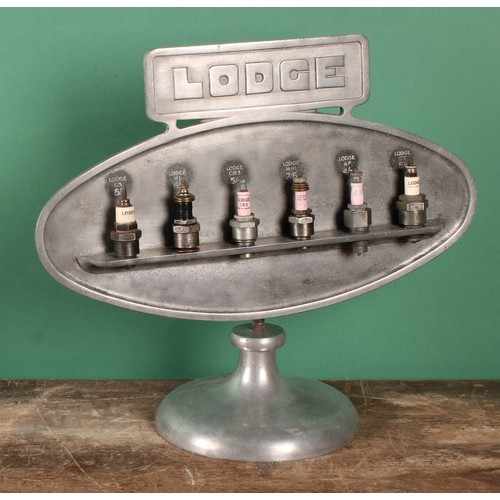 8301 - Advertising - Automobilia - a vintage cast alloy counter top display stand, LODGE, the adjustable ov... 