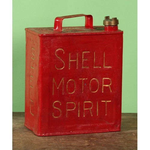 8039 - Petroliana - a two gallon rectangular petrol can, PRATTS, brass cap, 31cm high, later repainted; oth... 