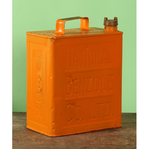 8039 - Petroliana - a two gallon rectangular petrol can, PRATTS, brass cap, 31cm high, later repainted; oth... 