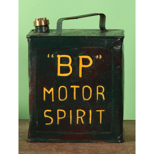 8039 - Petroliana - a two gallon rectangular petrol can, PRATTS, brass cap, 31cm high, later repainted; oth... 