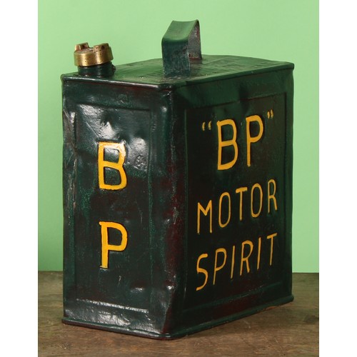 8039 - Petroliana - a two gallon rectangular petrol can, PRATTS, brass cap, 31cm high, later repainted; oth... 