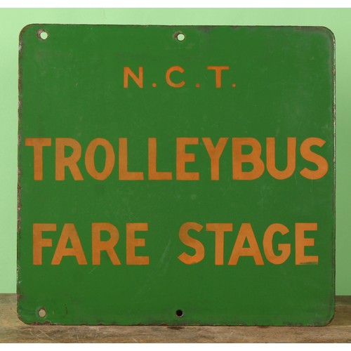 8034 - Automobilia - Transport - a rectangular double sided Nottingham Corporation Tramways enamel sign, N.... 