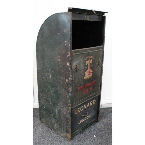 8028 - Automobilia - a Carless Capel & Leonard London forecourt oil dispenser cabinet, hinged locking plate... 