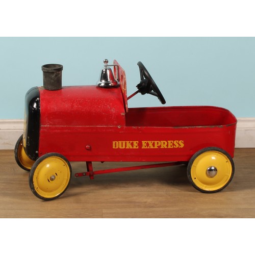 8054 - A mid 20th century Mobo pedal scooter, 78cm long; a Triang pedal car, as a vintage fire engine, Duke... 