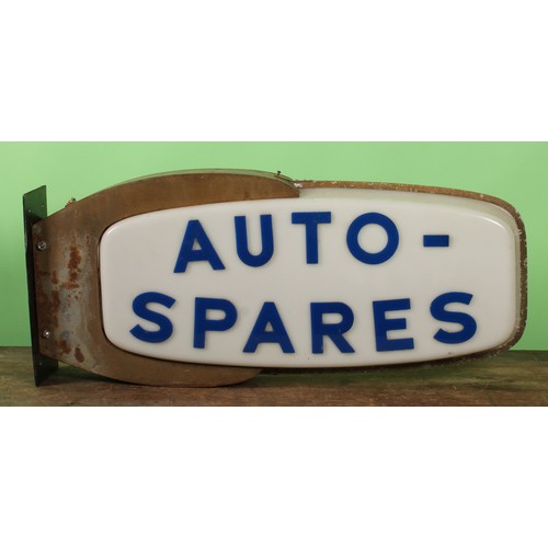 8018 - A mid 20th century illuminated garage sign, AUTO-SPARES, 77cm deep

... 