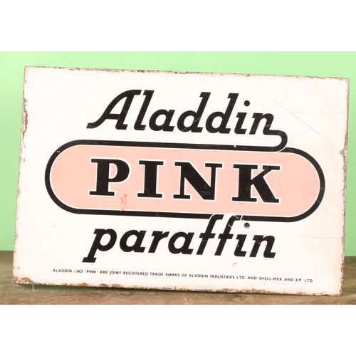 8000 - Advertising - a rectangular double sided flanged enamel sign, ALADDIN PINK PARAFFIN, inscribed in bl... 